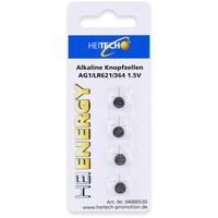HEITECH PROMOTION GMBH HEITECH 4er Pack AG1 Alkaline Knopfzellen