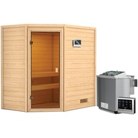 Karibu Sauna Jella - 38 mm Bronzierte Ganzglastür Ohne