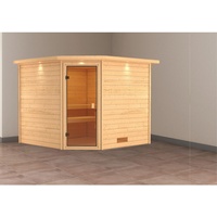 Karibu Sauna Leona - 38 mm -inkl. Dachkranz-Bronzierte Ganzglastür