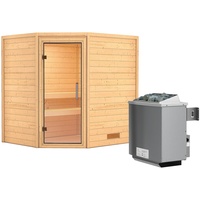 Karibu Sauna Mia - 38 mm -Ohne Dachkranz-Klarglas Ganzglastür-9