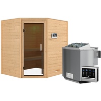 Karibu Sauna Mia inkl. 9 kW Bio-Kombiofen Steuergerät