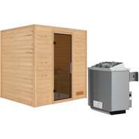 Karibu Sauna Anja - 38 mm -Ohne Dachkranz-Ganzglastür in