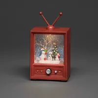 Konstsmide LED Fernseher mit 3 Schneemännern, wassergefüllt Leuchtdekoration, Braun,
