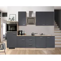 Flex-Well Exclusiv Küchenzeile Morena 280 cm Basaltgrau matt-San Remo