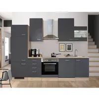 Flex-Well Exclusiv Küchenzeile Morena 280 cm Basaltgrau matt-San Remo