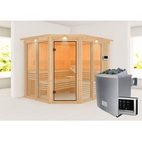 Karibu Sauna Ainur 3 mit Eckeinstieg 68 mm Inkl.