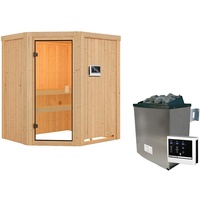 Karibu Sauna Faurin - 68 mm Aktionssauna Bronzierte Ganzglastür