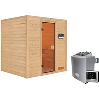 Karibu Sauna Adelina - 38 mm Bronzierte Ganzglastür Ohne