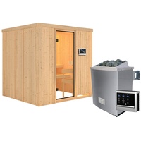 Karibu Sauna Tromsö - 68 mm Aktionssauna Bronzierte Ganzglastür