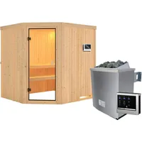 Karibu Sauna Bodo - 68 mm Aktionssauna Bronzierte Ganzglastür