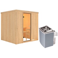 Karibu Sauna Tromsö - 68 mm Aktionssauna Bronzierte Ganzglastür