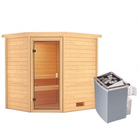 Karibu Sauna Elea - 38 mm Bronzierte Ganzglastür Ohne