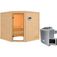 Karibu Woodfeeling Sauna Tilda - 38 mm Bronzierte Ganzglastür