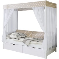 TICAA Himmelbett Lino 90 x 200 cm Kiefer weiß