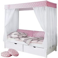 TICAA Himmelbett Lino 90 x 200 cm Kiefer weiß