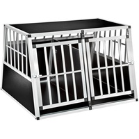 Tectake tectake® Hundetransportbox doppel, mit schräger Rückwand mit schützenden