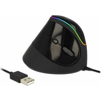 DeLock Ergonomische USB Maus vertikal schwarz, RGB, USB 12597