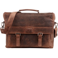 Pride and Soul Aktentasche Leder 37 cm Laptopfach braun