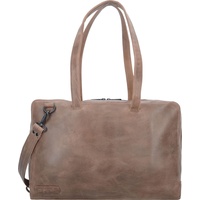 Plevier Pure Schultertasche Leder 43 cm Laptopfach braun