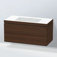 Duravit L-Cube Waschtischunterschrank mit 2 Schubkästen ohne Hahnloch, nussbaum