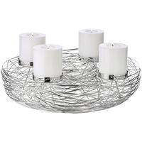 Edzard Adventskranz Laval, Edelstahl vernickelt, Durchmesser 42 cm, für