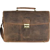 GREENBURRY Vintage Aktentasche Leder 40 cm Laptopfach braun