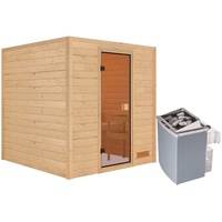 Karibu Sauna Jara - 38 mm Bronzierte Ganzglastür Ohne