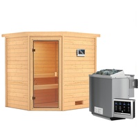 Karibu Woodfeeling Sauna Elea - 38 mm Bronzierte Ganzglastür