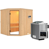 Karibu Sauna Bodo - 68 mm Aktionssauna Bronzierte Ganzglastür