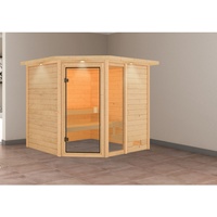 Karibu Sauna Tabea - 38 mm Bronzierte Ganzglastür Inkl.