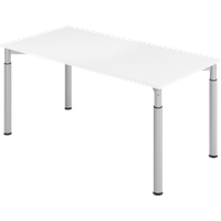 Hammerbacher Schreibtisch weiß rechteckig, 4-Fuß-Gestell grau 160,0 x 80,0