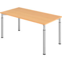 Hammerbacher YS16 höhenverstellbarer Schreibtisch buche rechteckig, 4-Fuß-Gestell grau 160,0