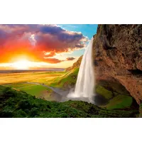 Papermoon Fototapete Waterfall, Iceland", bunt, Fototapeten Tapeten
