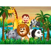 Papermoon Fototapete Jungle Animals bunt Fototapeten Tapeten Bauen Renovieren