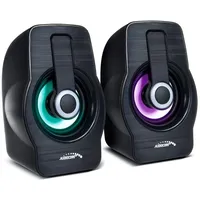 Audiocore AC855 Stereo-Lautsprecher mit Bunter LED-Beleuchtung PC-Lautsprecher 6W RMS