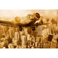 Papermoon Fototapete Old Plane above Manhattan", bunt, Fototapeten Tapeten