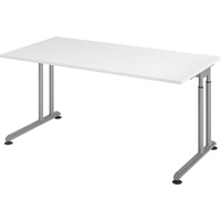 Hammerbacher Schreibtisch weiß rechteckig, C-Fuß-Gestell silber 160,0 x 80,0