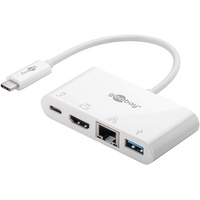 Goobay USB-C Multiport Adapter HDMI+Ethernet/PD weiß - erweitert ein