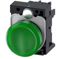 Siemens Leuchtmelder grün, Linse, glatt 3SU1102-6AA40-1AA0