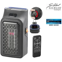 Sichler Haushaltsgeräte Mini-Steckdosen-Heizlüfter mit Timer & Fernbedienung, 2-stufig, 500
