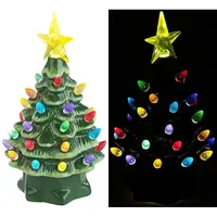 Infactory Deko-Weihnachtsbaum aus Keramik mit LED-Beleuchtung, Timer, 19 cm