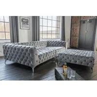 KAWOLA Set Big Sofa und Polsterhocker NARLA Chesterfield Velvet
