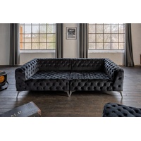 KAWOLA Set Big Sofa und Polsterhocker NARLA Chesterfield Velvet