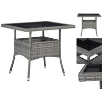 VidaXL Garten-Esstisch Grau Poly Rattan und Glas