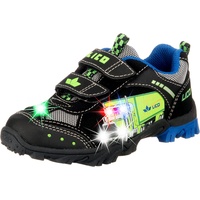 LICO Truck V Blinky Jungen Sneaker, Schwarz/ Blau/ Lemon,
