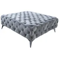KAWOLA Hocker NARLA Velvet silber 110x110cm