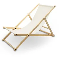 BITUXX Liegestuhl Sonnenliege Gartenliege Holzliege Strandliegestuhl Holz Klappbar (Beige)