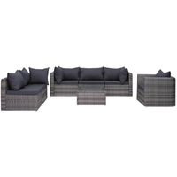 VidaXL Polyrattan Lounge-Set grau inkl. Auflagen 44158