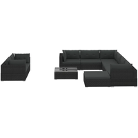VidaXL Garten-Lounge-Set mit Auflagen 10-tlg. schwarz