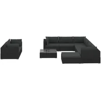 VidaXL Garten-Lounge-Set mit Auflagen 10-tlg. schwarz